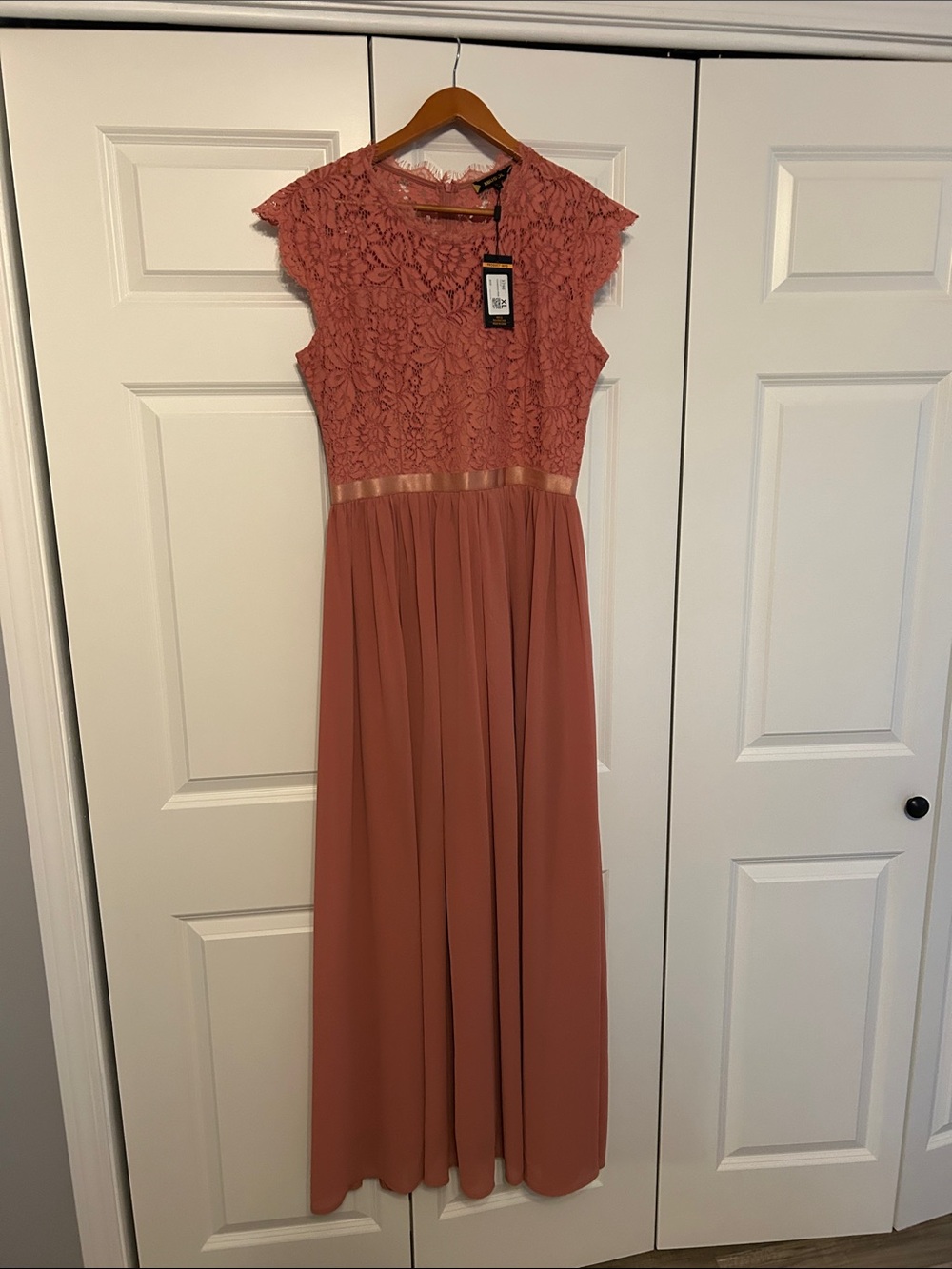 Lace Bodice Maxi Dress in Dusty Rose - Women Dresses